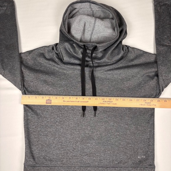 Champion Duo Dry Gray Cropped‎ Hoodie Women's M Funnel Neck Athleisure Sporty - Picture 8 of 9